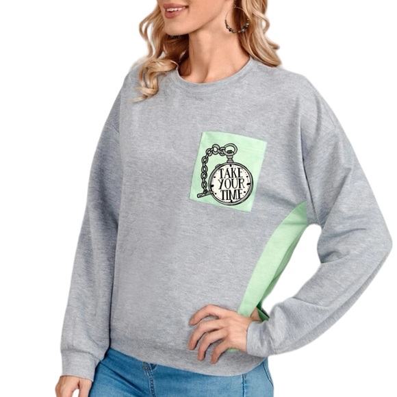 Take Your Time Mental Health graphic pullover raglan style sweatshirt XXL - Picture 2 of 8